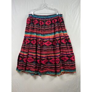 Short Circuit Tiered Skirt Women Size M Multi-Color Geometric Boho Cotton Nepal